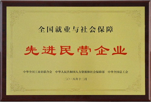 齊峰新材料股份有限公司 被評為“全國就業(yè)與社會保障先進(jìn)民營企業(yè)”